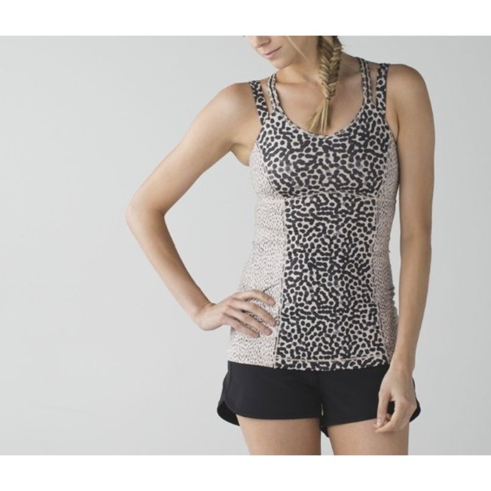 LULULEMON Pink Animal Print Happy Strappy Tank Women's Size‎ 4